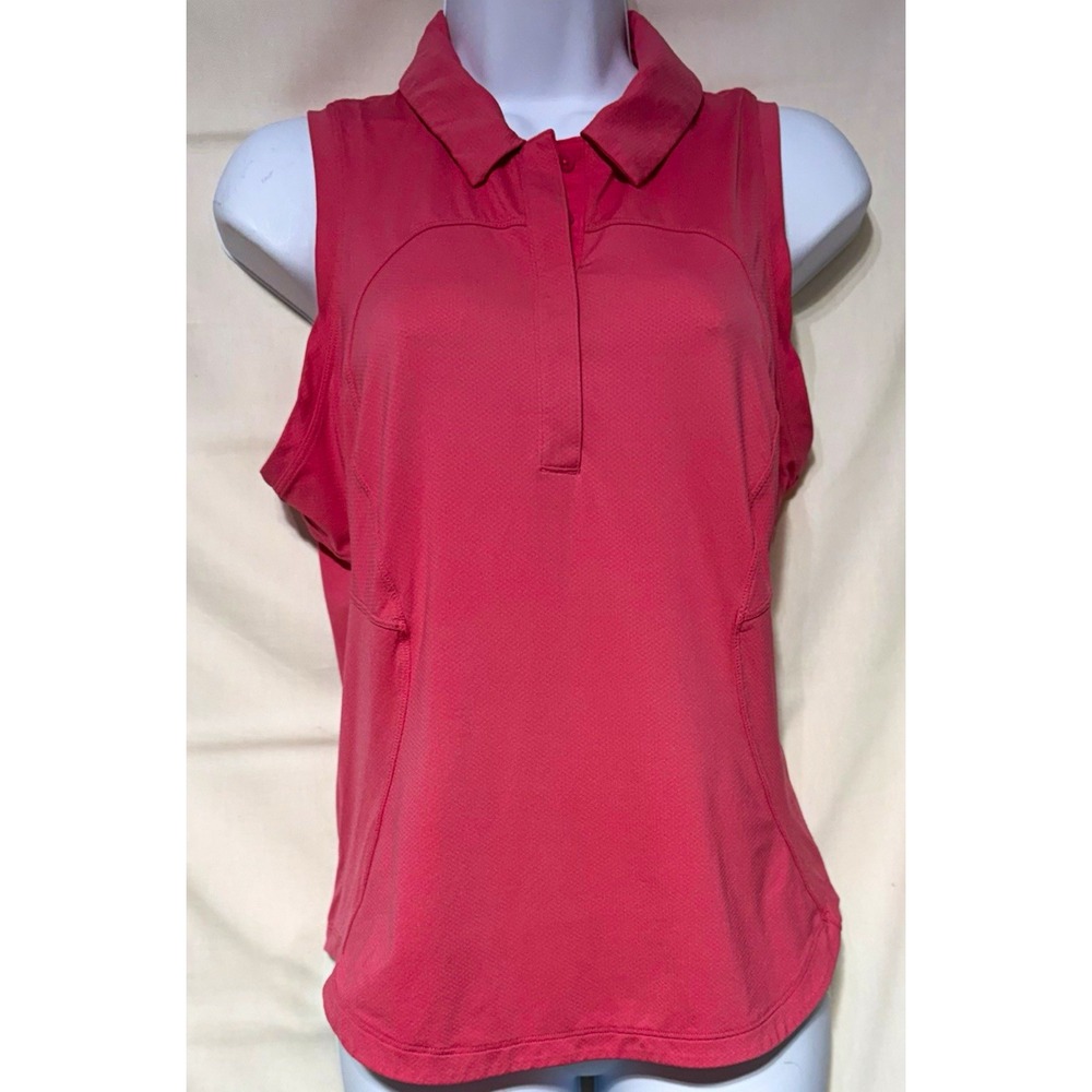 Lululemon Womens Pink Sleeveless Polo Tank Top Size 8 Collared Athletic Poly